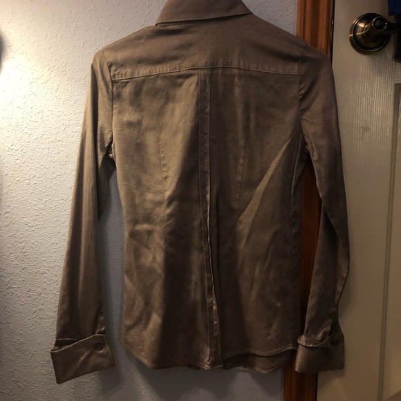 brown pattern button down - Picture 2 of 4